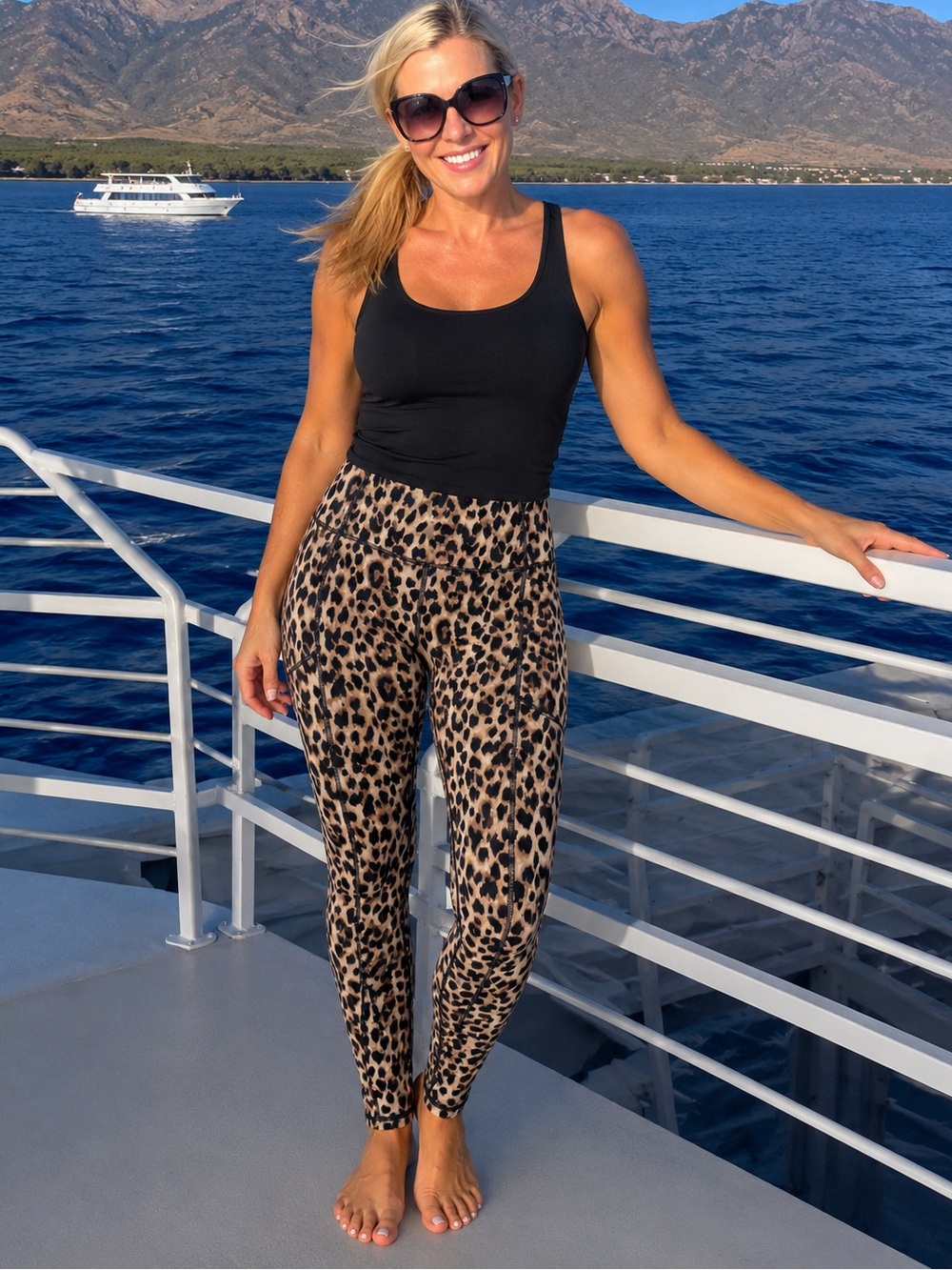 Victoria's Secret Leopard Print Leggings in Beige and Black